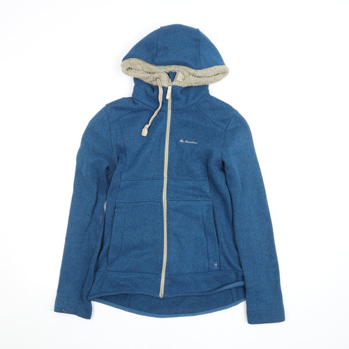 Quechua Women's Blue Hooded Fleece Jacket Size 12 Regular