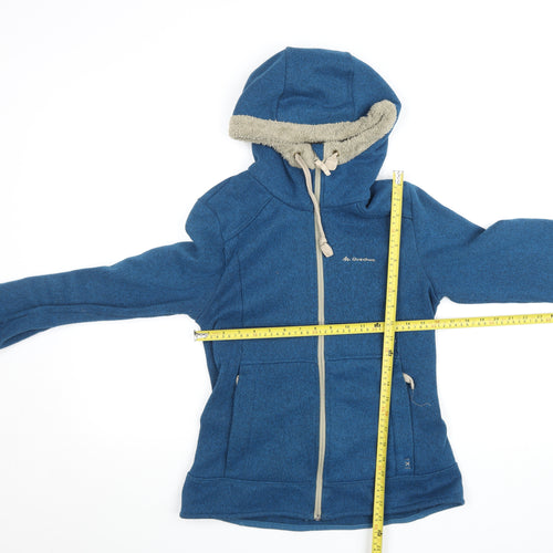 Quechua Women's Blue Hooded Fleece Jacket Size 12 Regular