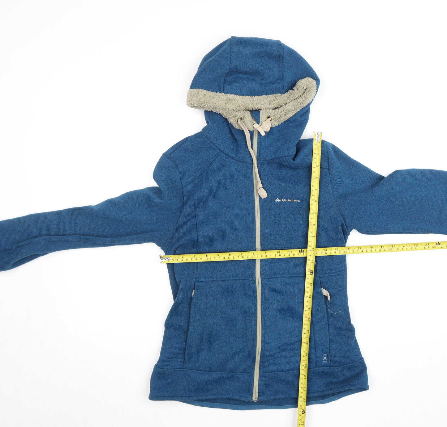 Quechua Women's Blue Hooded Fleece Jacket Size 12 Regular
