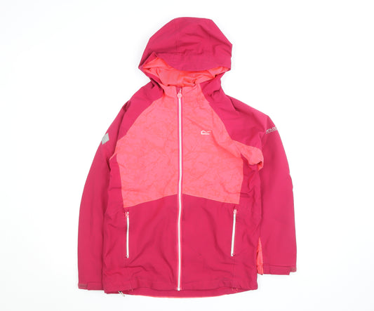 Regatta Girls Pink Hooded Waterproof Rain Coat Jacket 13 Years