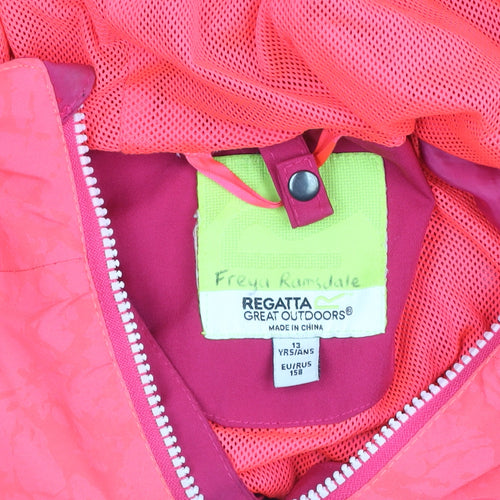 Regatta Girls Pink Hooded Waterproof Rain Coat Jacket 13 Years