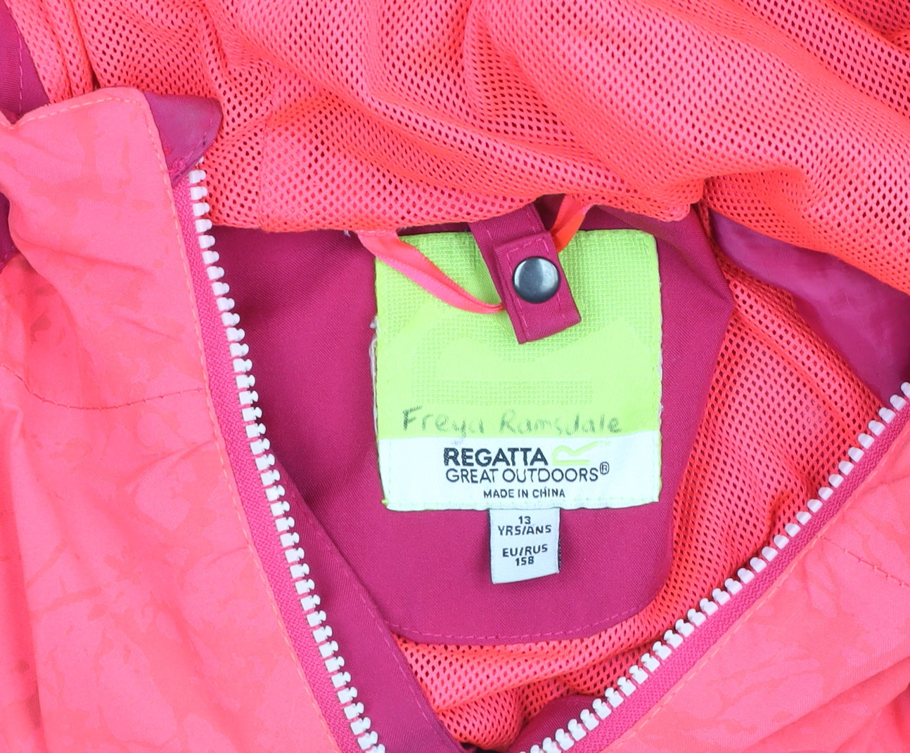 Regatta Girls Pink Hooded Waterproof Rain Coat Jacket 13 Years