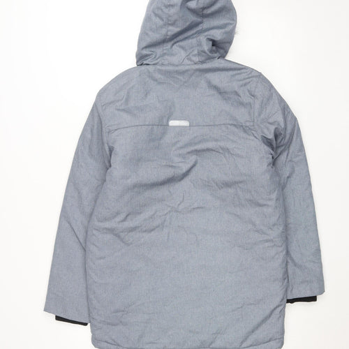 Next Boys Blue Hooded Parka Coat 12 Years Quilted Faux Fur Winter Jacket
