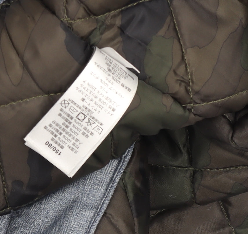 Next Boys Blue Hooded Parka Coat 12 Years Quilted Faux Fur Winter Jacket