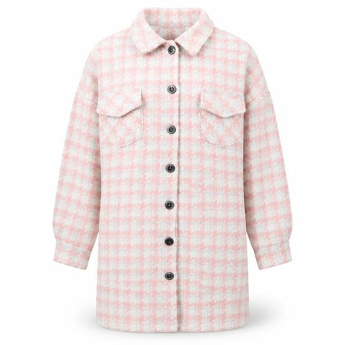 Amy & Clo Paris Women's Pink Tweed Check Mid-Length Coatigan Size S