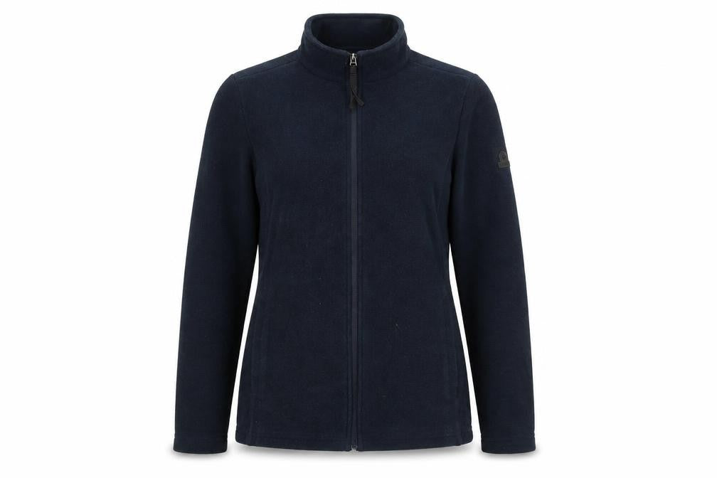 Front view of TOG24 women’s black fleece full zip outdoor jacket, size UK 10