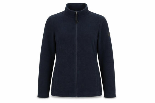 Front view of TOG24 women’s black fleece full zip outdoor jacket, size UK 10