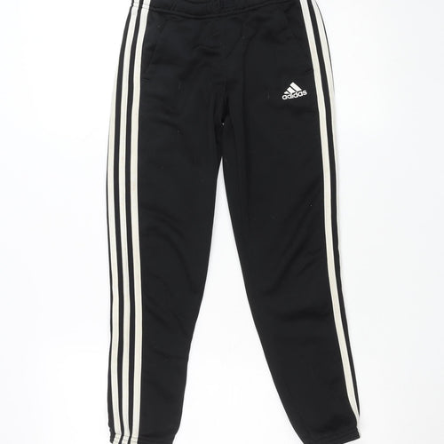 Adidas Boys Black 9-10 Years Track Pants with Side Stripes