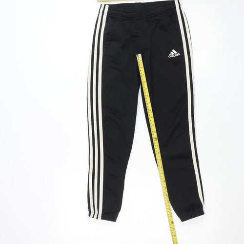 Adidas Boys Black 9-10 Years Track Pants with Side Stripes