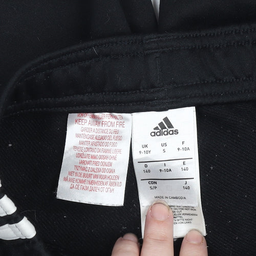 Adidas Boys Black 9-10 Years Track Pants with Side Stripes