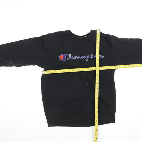 Champion Boys Black Fleece Pullover Sweatshirt M Logo Crew Neck