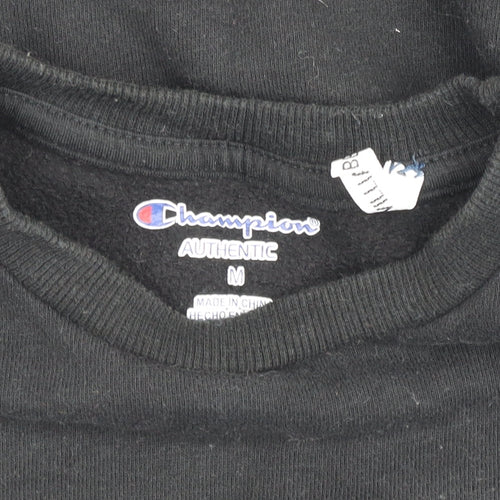 Champion Boys Black Fleece Pullover Sweatshirt M Logo Crew Neck