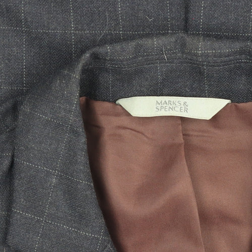 Marks and Spencer Women's Blue Wool Blend Petite Checked Suit UK 8