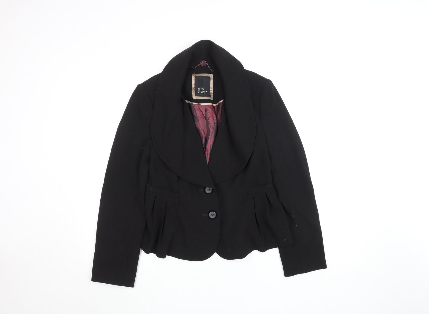 Betty Jackson Black Women's Size 12 Shawl Lapel Blazer Jacket