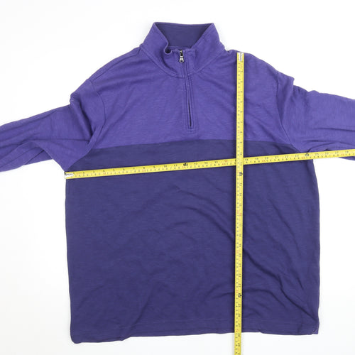 Chaps Men's Blue 2XL Colourblock 1/4 Zip Long Sleeve Top