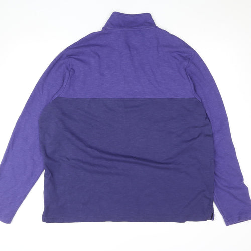 Chaps Men's Blue 2XL Colourblock 1/4 Zip Long Sleeve Top