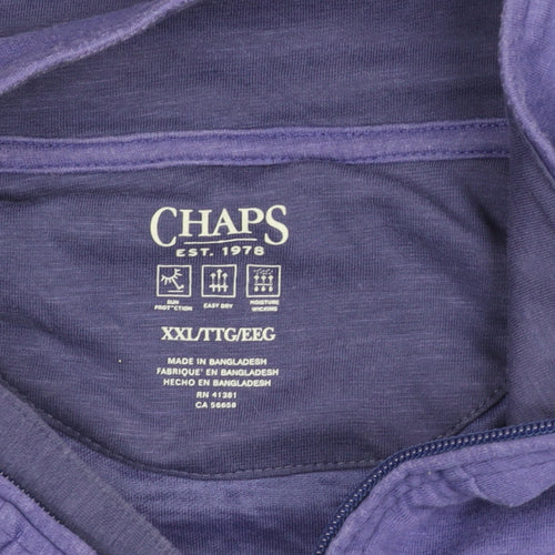 Chaps Men's Blue 2XL Colourblock 1/4 Zip Long Sleeve Top