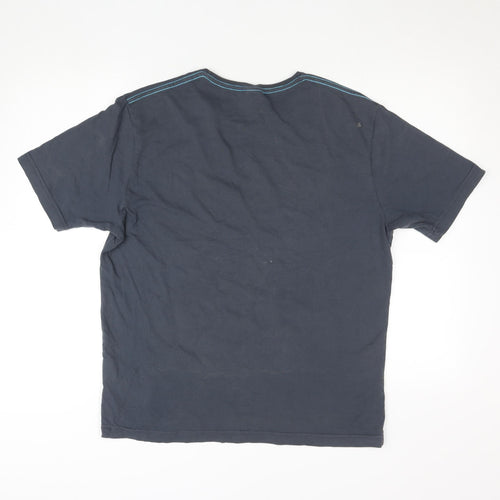 Crosshatch Men's Blue Graphic Print Short Sleeve Cotton T-Shirt L