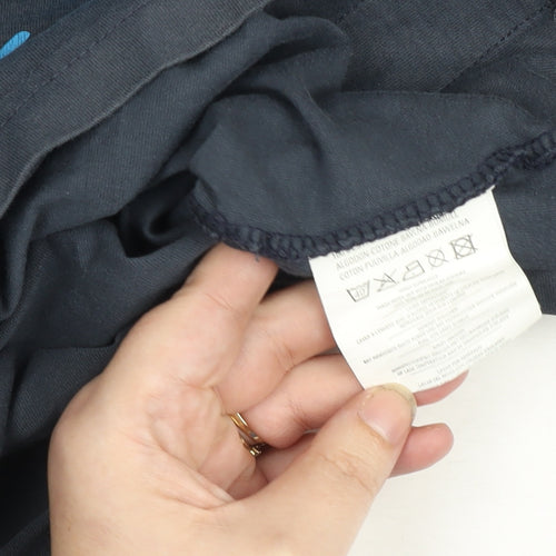 Crosshatch Men's Blue Graphic Print Short Sleeve Cotton T-Shirt L