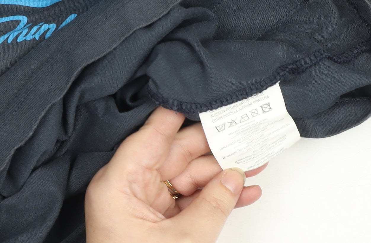 Crosshatch Men's Blue Graphic Print Short Sleeve Cotton T-Shirt L