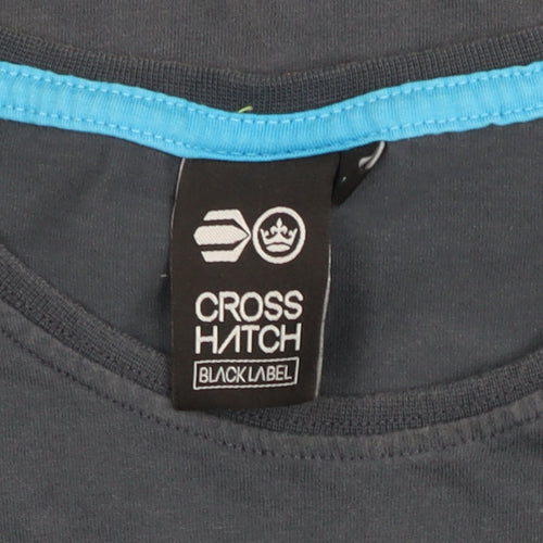 Crosshatch Men's Blue Graphic Print Short Sleeve Cotton T-Shirt L