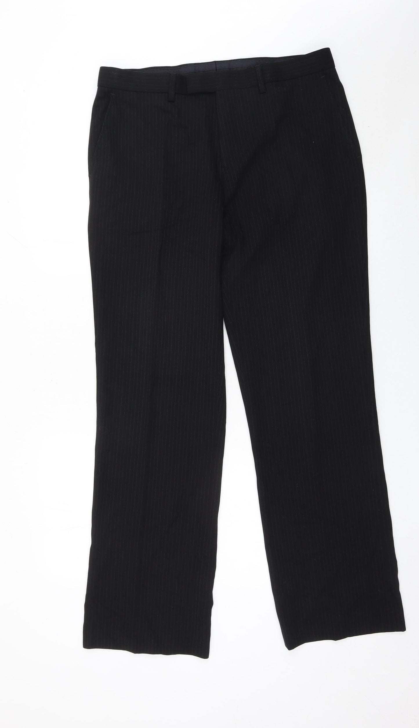 River Island Men's Black Pinstripe Dress Trousers 34L Smart Workwear