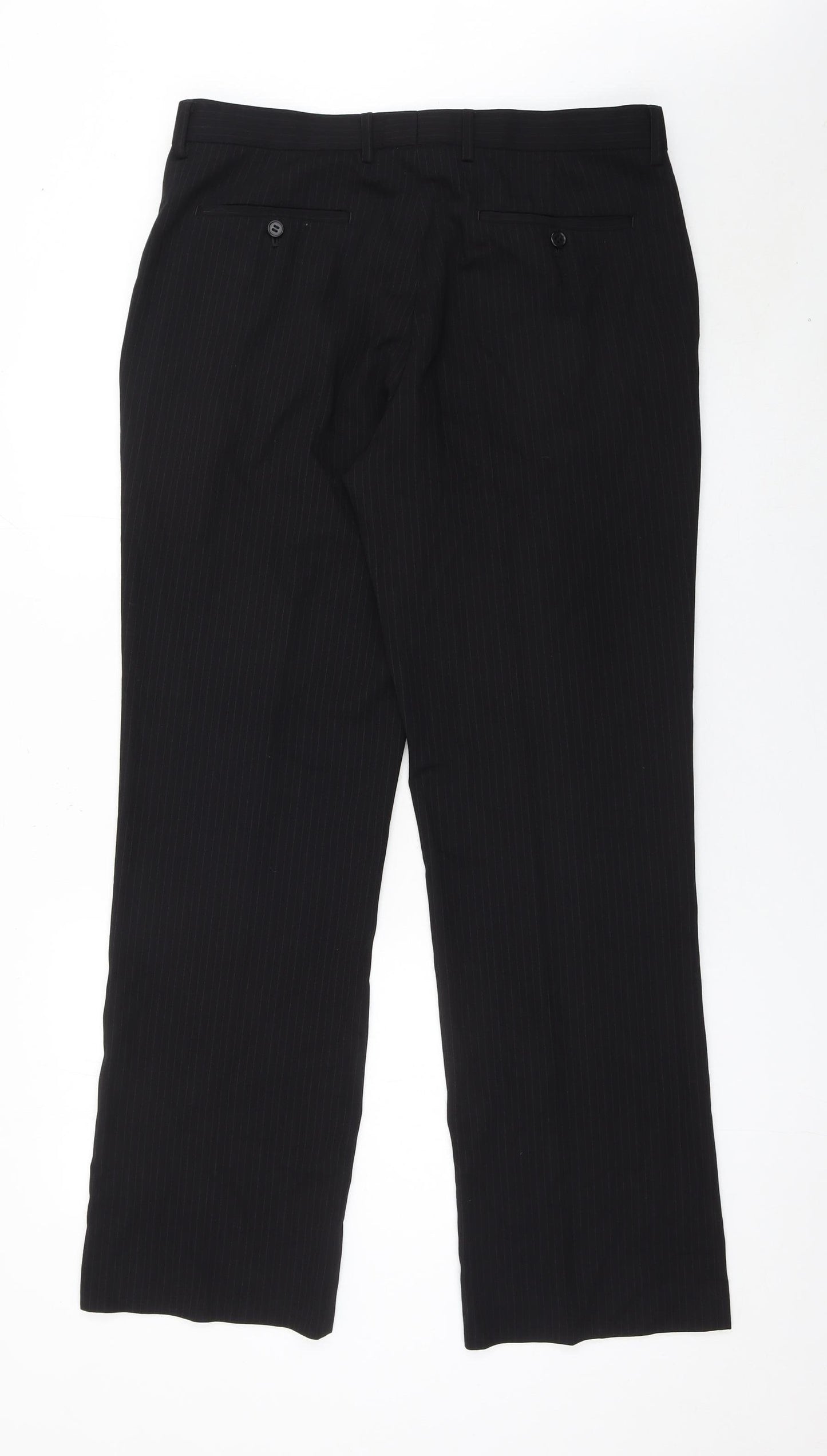 River Island Men's Black Pinstripe Dress Trousers 34L Smart Workwear