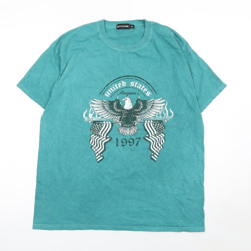 PrettyLittleThing Women's Green Graphic Eagle 90s Relaxed T-Shirt M