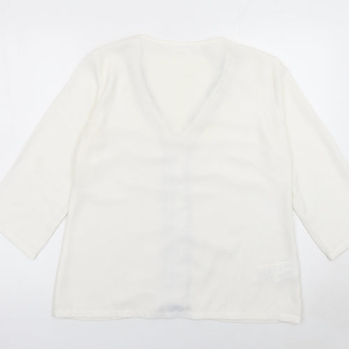 Promod Women Ivory V-Neck 3/4 Sleeve Blouse Size 10