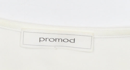 Promod Women Ivory V-Neck 3/4 Sleeve Blouse Size 10