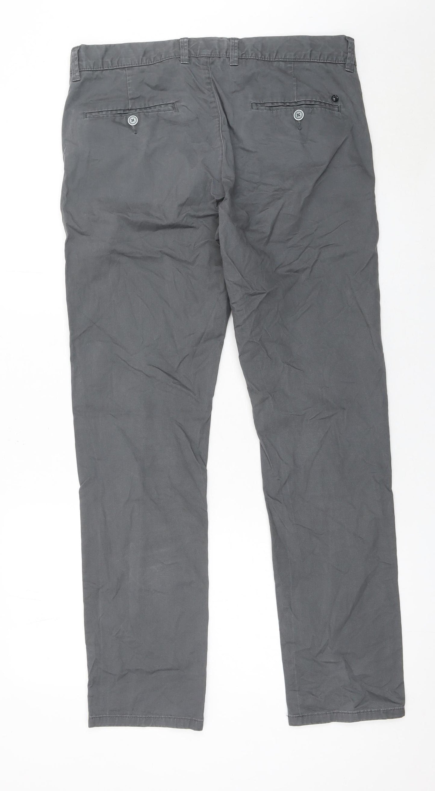 William Tailor Men's Grey 34x32 Chino Trousers Cotton Stretch