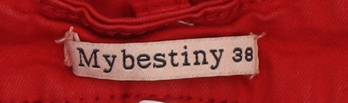 Mybestiny Women's Red Cotton Stretch Denim Pencil Skirt Size 10