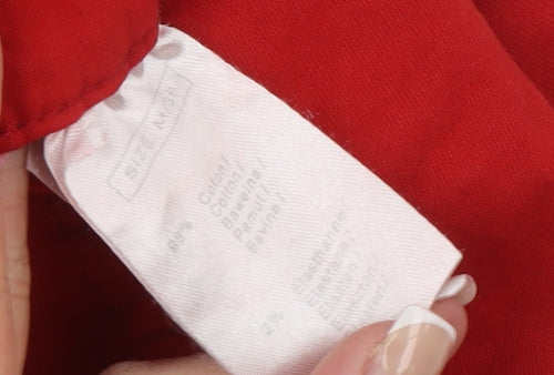 Mybestiny Women's Red Cotton Stretch Denim Pencil Skirt Size 10