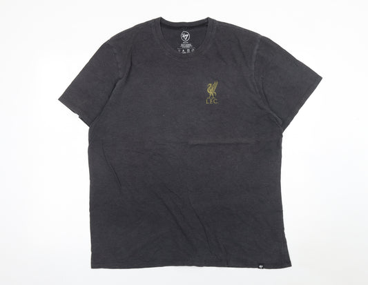 '47 Men Black Liverpool FC Logo Short Sleeve Crew Neck T-Shirt 2XL