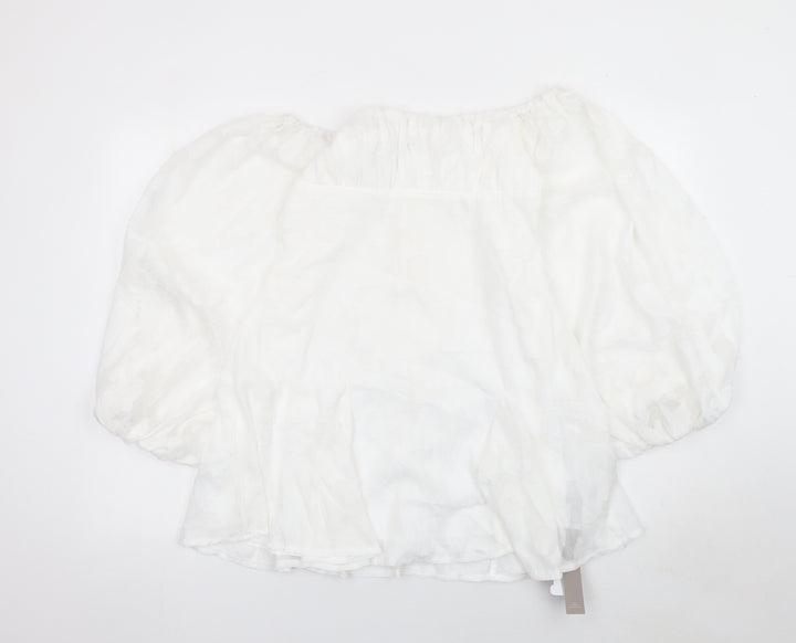 Missguided Women White Off Shoulder Puff Sleeve Short Dress M