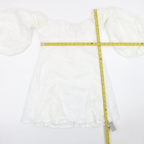 Missguided Women White Off Shoulder Puff Sleeve Short Dress M
