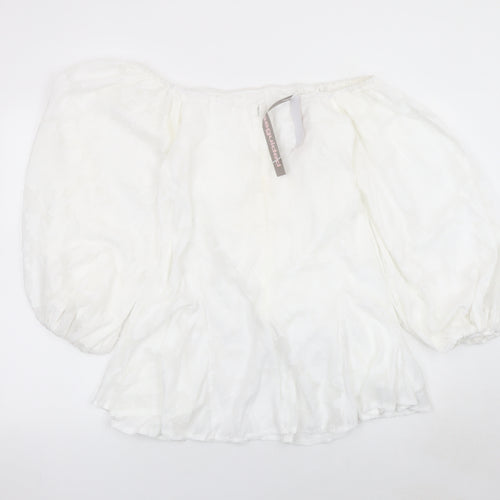 Missguided Women White Off Shoulder Puff Sleeve Short Dress M