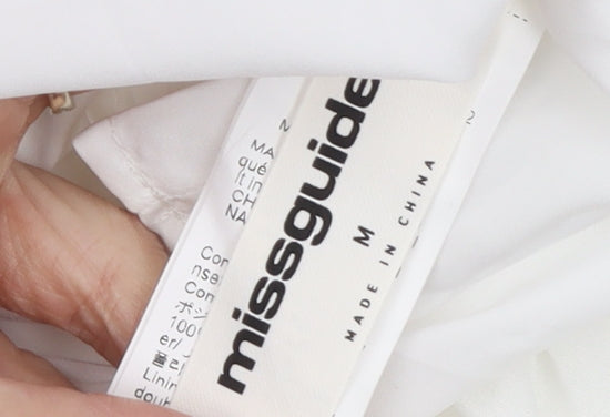 Missguided Women White Off Shoulder Puff Sleeve Short Dress M