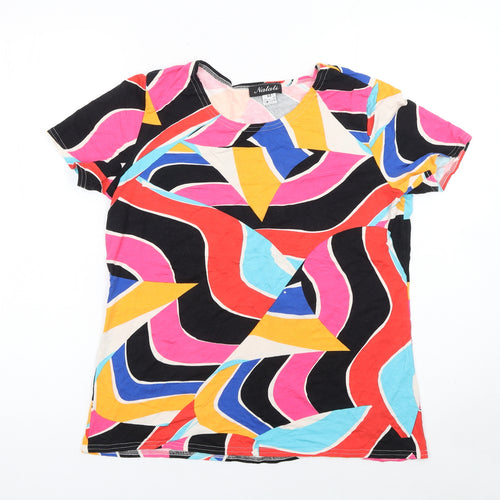 Natali Women's Multicoloured Geometric Short Sleeve Viscose T-Shirt Size 16