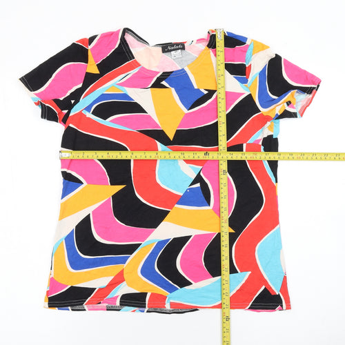 Natali Women's Multicoloured Geometric Short Sleeve Viscose T-Shirt Size 16
