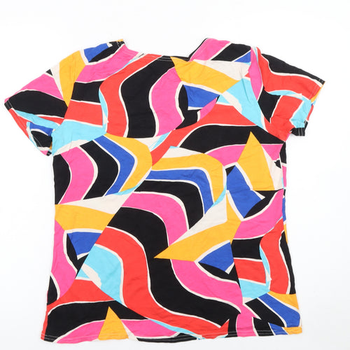 Natali Women's Multicoloured Geometric Short Sleeve Viscose T-Shirt Size 16