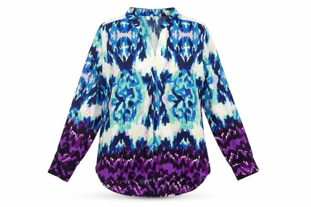 Front view of Kilky Paris Women's Multicoloured Tunic Blouse, size M, Long Sleeve Polyester