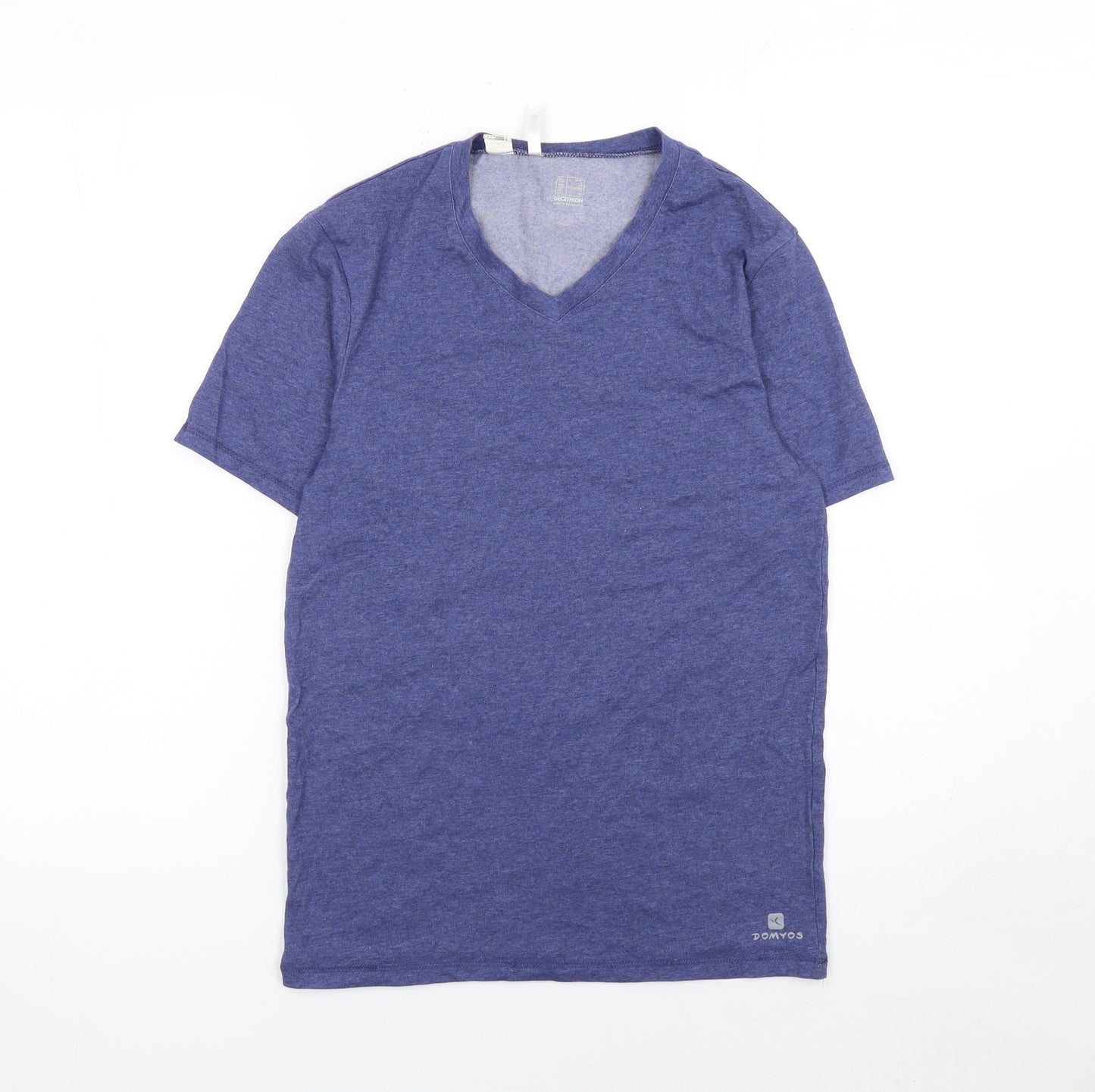 Decathlon Women Blue V-Neck Sports T-Shirt XS Lightweight Gym Top