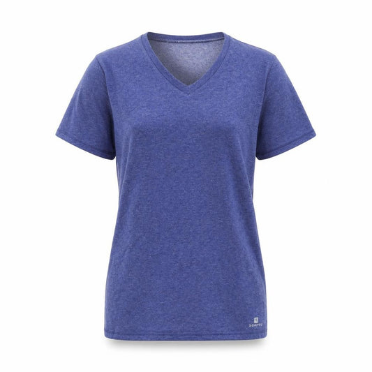 Decathlon Women Blue V-Neck Sports T-Shirt XS Lightweight Gym Top
