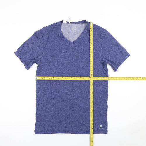 Decathlon Women Blue V-Neck Sports T-Shirt XS Lightweight Gym Top