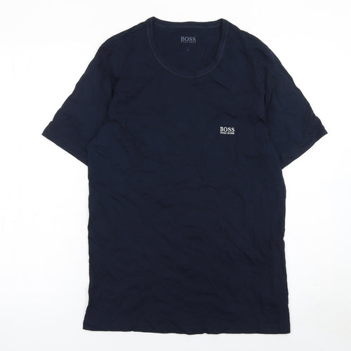 Hugo Boss Men's Blue Crew Neck Short Sleeve Cotton T-Shirt L