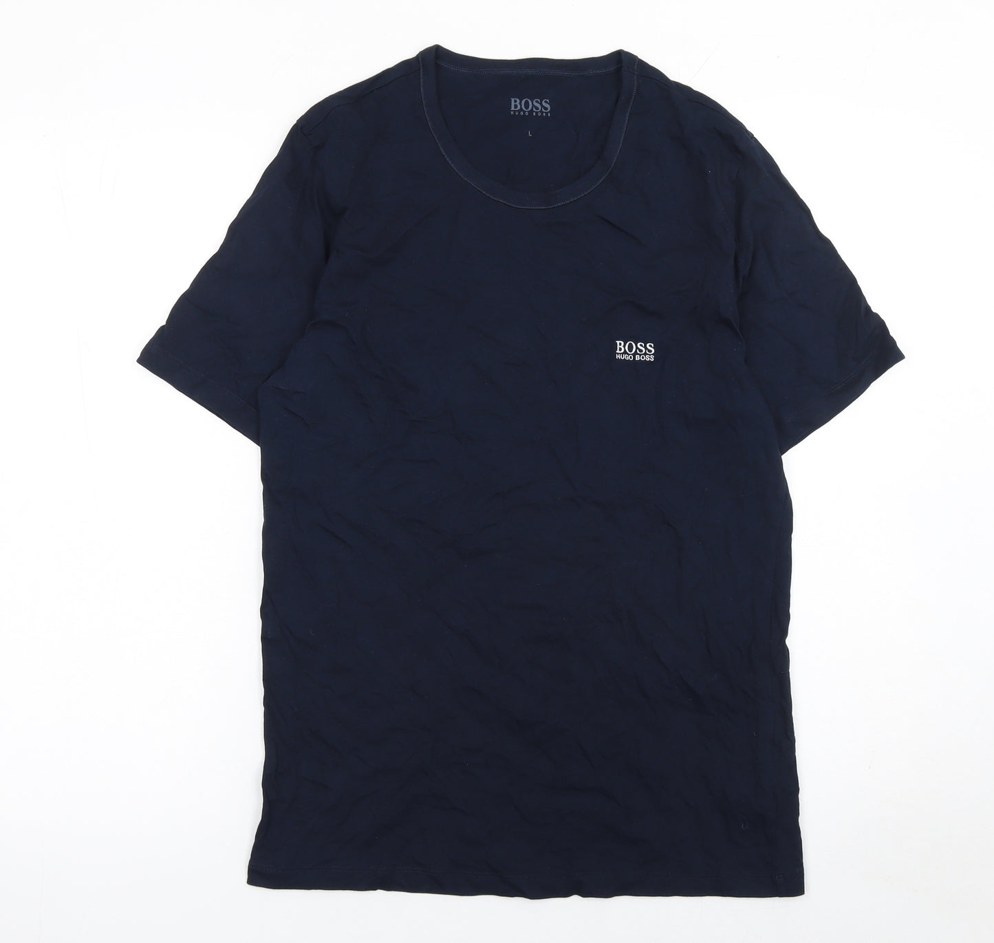 Hugo Boss Men's Blue Crew Neck Short Sleeve Cotton T-Shirt L