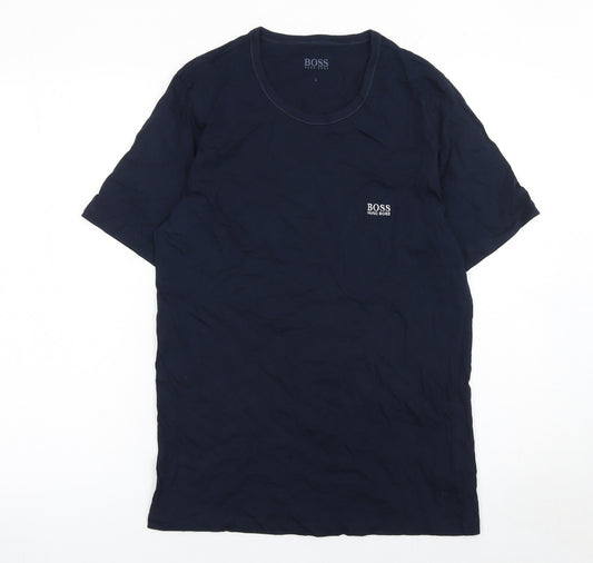 Hugo Boss Men's Blue Crew Neck Short Sleeve Cotton T-Shirt L