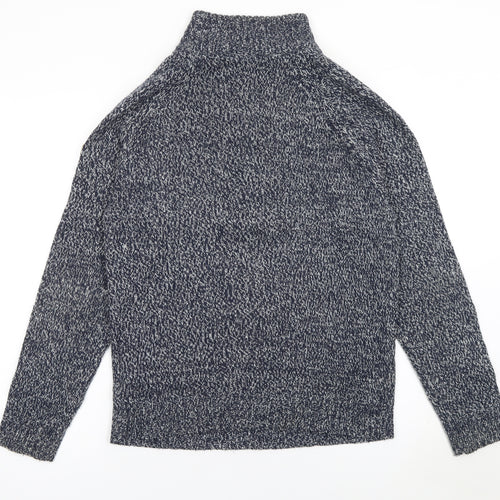 Smith & Jones Men Blue Chunky Henley Knit Jumper Size S