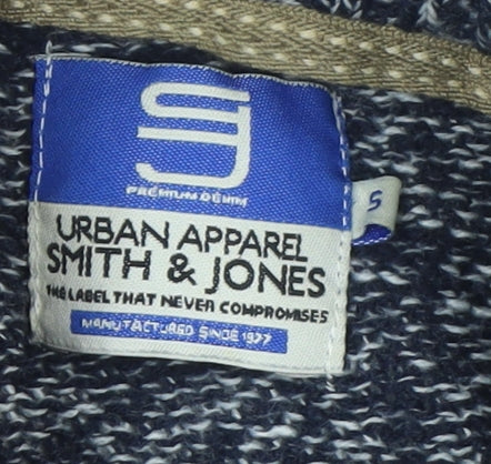 Smith & Jones Men Blue Chunky Henley Knit Jumper Size S